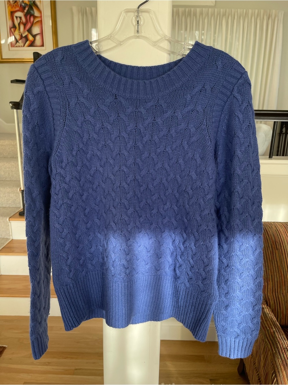J. Crew Cable-Knit Women's Sweater - Periwinkle Blue with angora for softness
